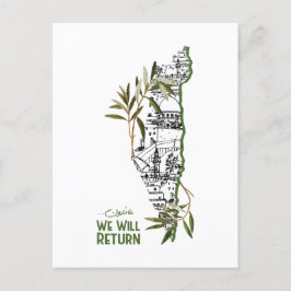 Woningen binnen de kaart, omarmd door olijftakken briefkaart