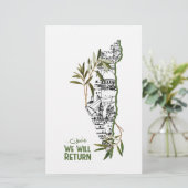 Woningen binnen de kaart, omarmd door olijftakken briefpapier (Staand voorkant)