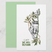 Woningen binnen de kaart, omarmd door olijftakken briefpapier (Voorkant / Achterkant)