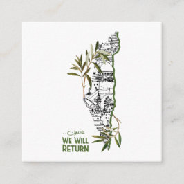 Woningen binnen de kaart, omarmd door olijftakken informatiekaartje