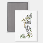 Woningen binnen de kaart, omarmd door olijftakken magneet (Voorkant / Achterkant)