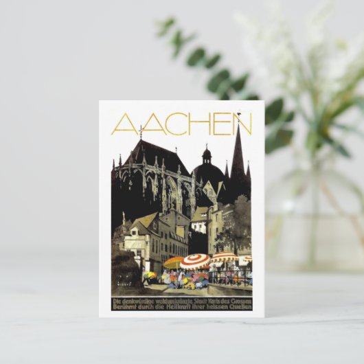 Woningen in Aken, Duitsland, oud reizen Briefkaart (Staand voorkant)