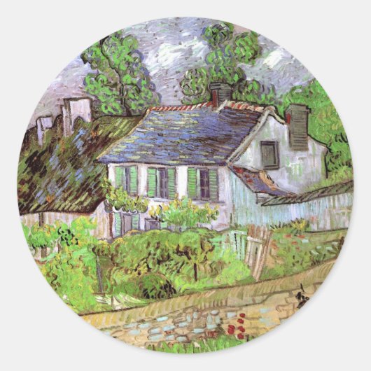 Woningen in Auvers door Vincent van Gogh Ronde Sticker (Voorkant)