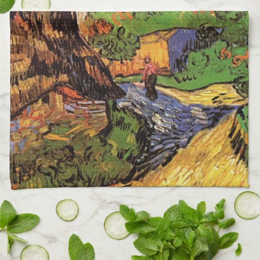 Woningen in Auvers door Vincent van Gogh Theedoek (Gevouwen)