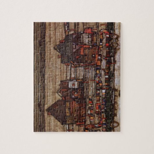 Woningen met wasgoed (Seeburg II) van Egon Schiele Legpuzzel (Verticaal)