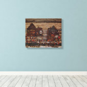 Woningen met wasgoed van Egon Schiele Canvas Afdruk (Insitu (Houten vloer))