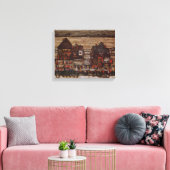 Woningen met wasgoed van Egon Schiele Canvas Afdruk (Insitu (Woonkamer))