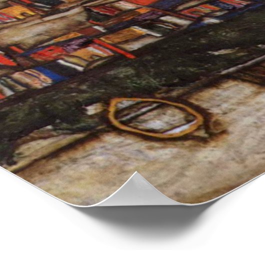 Woningen met wasgoed van Egon Schiele Poster (Hoek)