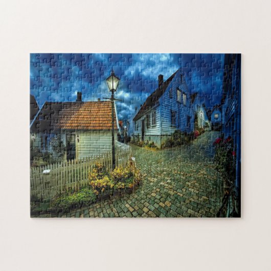 Woningen op steenwegen legpuzzel (Horizontaal)