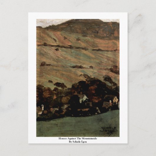 Woningen tegen de bergen van Schiele Egon Briefkaart (Voorkant)