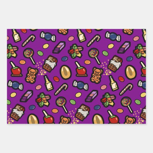 Wonka Factory geïnspireerd wikkelpapier Set van 3 Inpakpapier Vel (Voorkant)