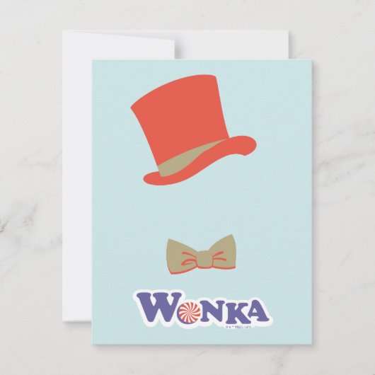 Wonka hoge hoed & vlinderdas notitiekaartje (Voorkant)