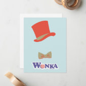 Wonka hoge hoed & vlinderdas notitiekaartje (Voorkant / Achterkant in situ)