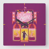 Wonka Snoep Store Graphic Vierkante Klok (Voorkant)