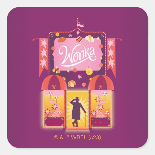 Wonka Snoep Store Graphic Vierkante Sticker (Voorkant)