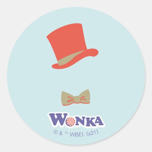 Wonka Top Hat & Bow Stropdas Ronde Sticker (Voorkant)