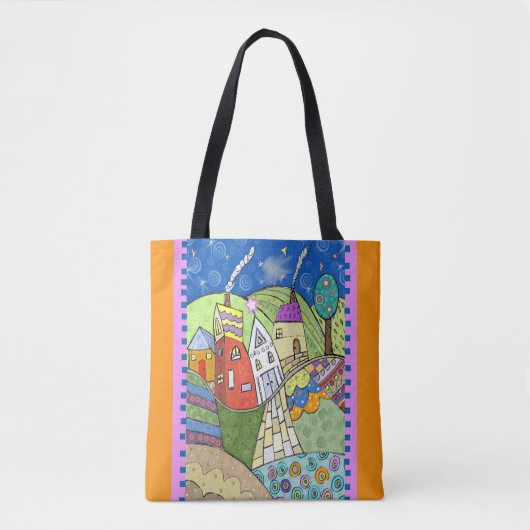 Wonky Folk Art Houses Tote Bag (Voorkant)