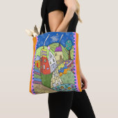 Wonky Folk Art Houses Tote Bag (Dichtbij)