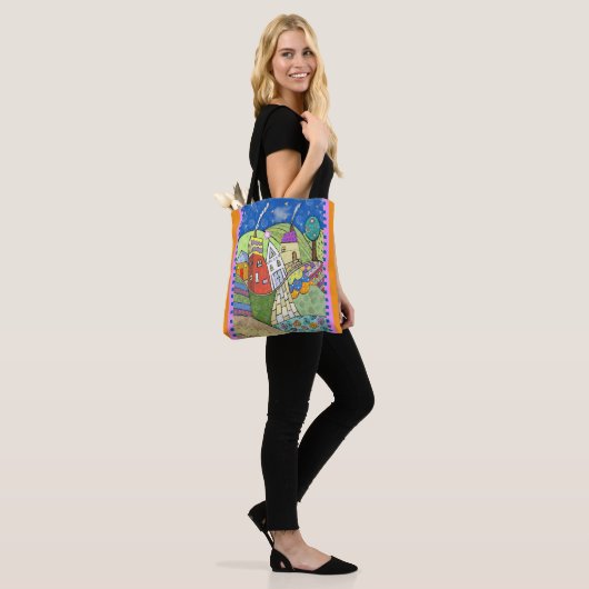 Wonky Folk Art Houses Tote Bag (Op model)