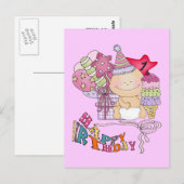 Wonky Happy Birthday Girl 1 jaar oud Briefkaart (Voorkant / Achterkant)