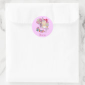 Wonky Happy Birthday Girl 1 jaar oud Ronde Sticker (Tas)