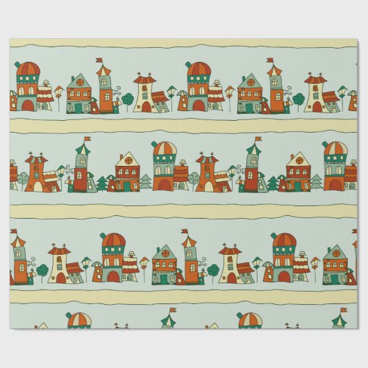 Wonky Houses Cadeaupapier (Vlak)