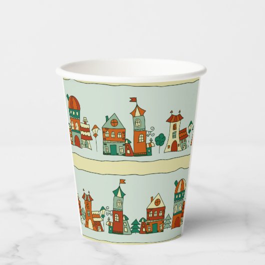 Wonky Houses Papieren Bekers (Voorkant)