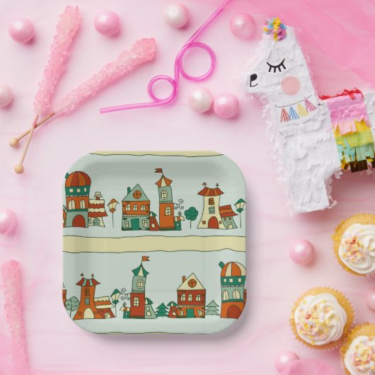 Wonky Houses Papieren Bordje (Feest)