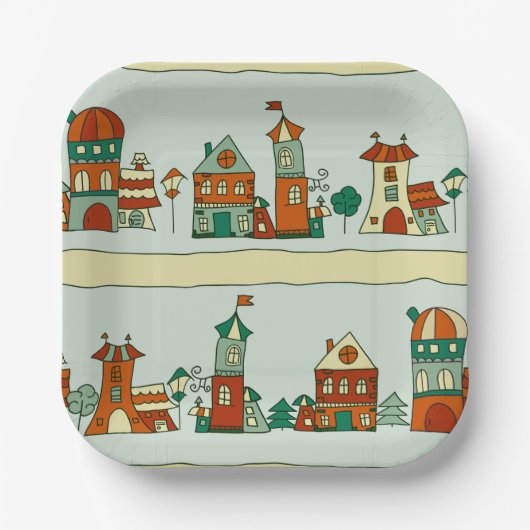 Wonky Houses Papieren Bordje (Voorkant)