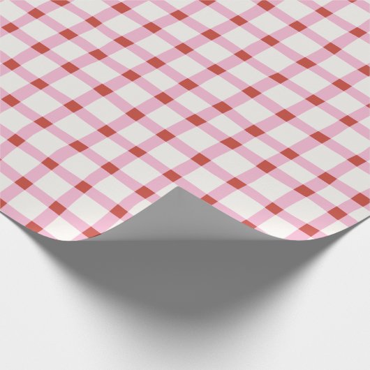 Wonky Pink en Red Gingham met kerst Cadeaupapier (Hoek)