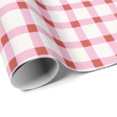 Wonky Pink en Red Gingham met kerst Cadeaupapier (Rol Hoek)