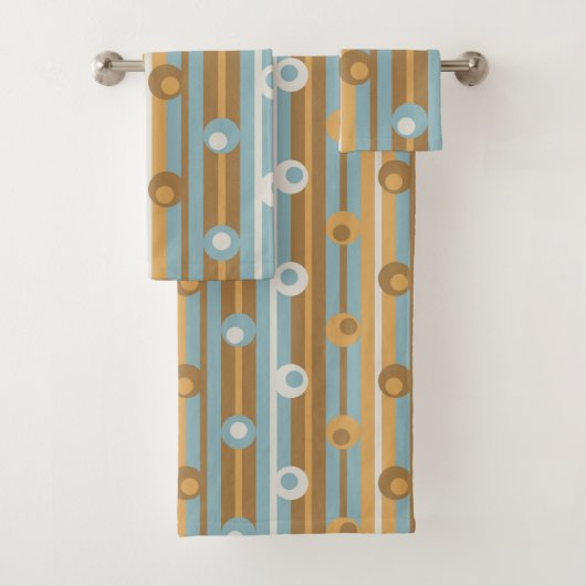 Wonky Polka Dots and Stripes, Abriot, Blue, Brown Bad Handdoek (Insitu)
