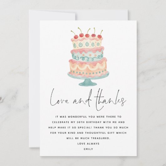 Wonky Quirky Cake Script 50e Verjaardag Bedankt Kaart (Voorkant)