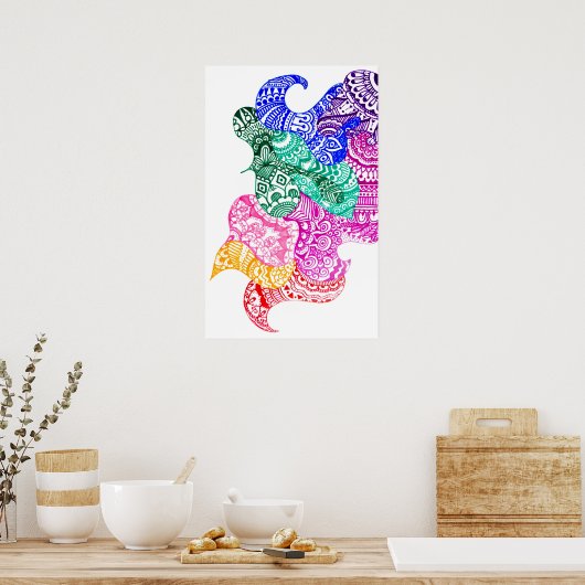 Wonky Rainbow Doodle Poster (Keuken)