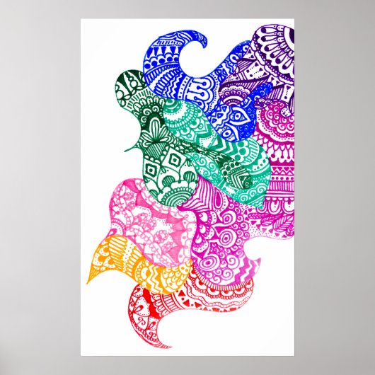 Wonky Rainbow Doodle Poster (Voorkant)