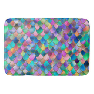 Wonky Rainbow Glitter Metal Mermaid Scales Badmat