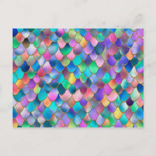 Wonky Rainbow Glitter Metal Mermaid Scales Briefkaart
