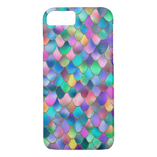 Wonky Rainbow Glitter Metal Mermaid Scales Case-Mate iPhone Case (Achterkant)