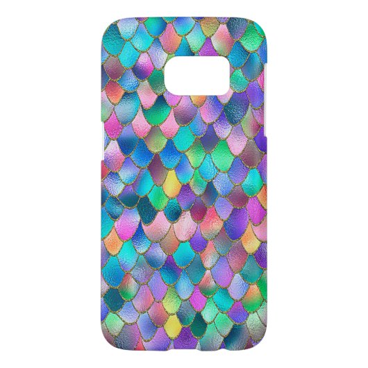 Wonky Rainbow Glitter Metal Mermaid Scales Case-Mate Samsung Galaxy Hoesje (Achterkant)