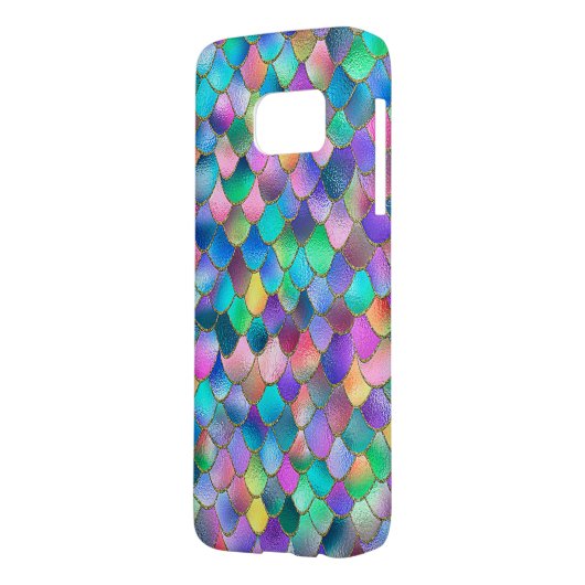 Wonky Rainbow Glitter Metal Mermaid Scales Case-Mate Samsung Galaxy Hoesje (Achterkant Links)