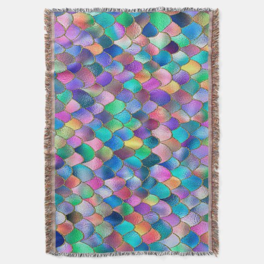 Wonky Rainbow Glitter Metal Mermaid Scales Deken (Voorkant Verticaal)