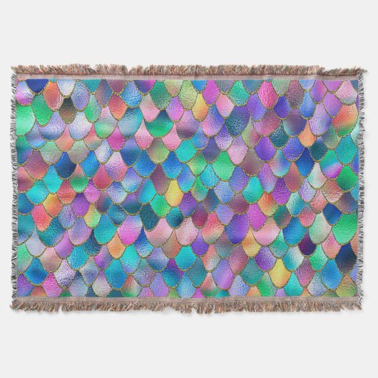 Wonky Rainbow Glitter Metal Mermaid Scales Deken (Voorkant)
