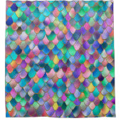 Wonky Rainbow Glitter Metal Mermaid Scales Douchegordijn (Voorkant)