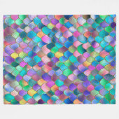 Wonky Rainbow Glitter Metal Mermaid Scales Fleece Deken (Voorkant (Horizontaal))