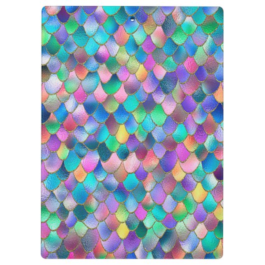 Wonky Rainbow Glitter Metal Mermaid Scales Klembord (Achterkant)