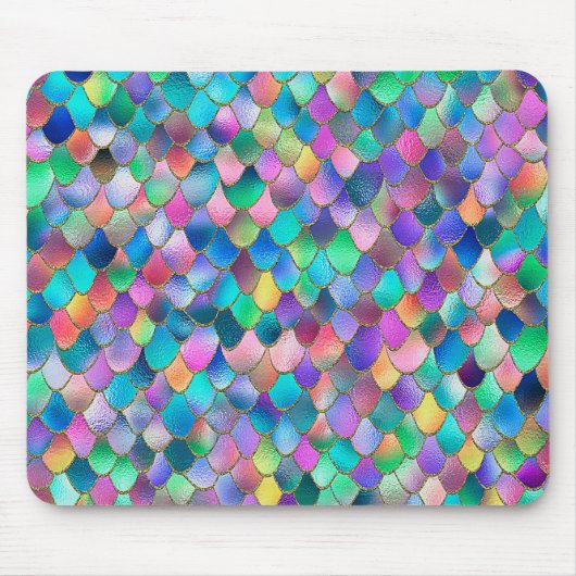 Wonky Rainbow Glitter Metal Mermaid Scales Muismat (Voorkant)