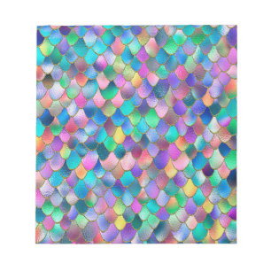 Wonky Rainbow Glitter Metal Mermaid Scales Notitieblok
