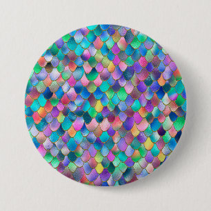 Wonky Rainbow Glitter Metal Mermaid Scales Ronde Button 7,6 Cm