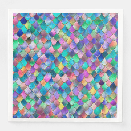 Wonky Rainbow Glitter Metal Mermaid Scales Servet (Voorkant)