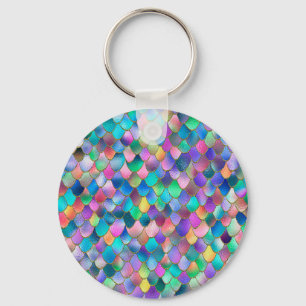 Wonky Rainbow Glitter Metal Mermaid Scales Sleutelhanger